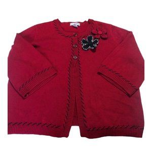 Red Cottage Style Business Special Occasion Floral Accent Cardigan Sz XL